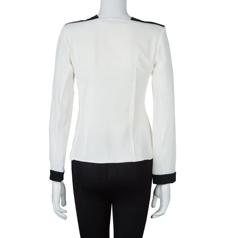 Roland Mouret Monochrome Power Shoulder Long Sleeve Silk Blouse S For Women 5 Roland Mouret Monochrome Power Shoulder Long Sleeve Silk Blouse S For Women - Image 3