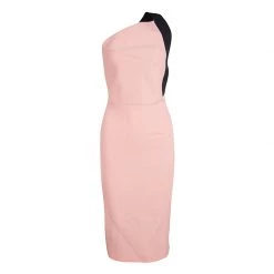 Roland Mouret Peach Contrast One Shoulder Wool Dress S For Women