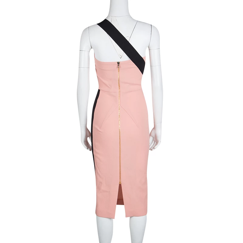 Roland Mouret Peach Contrast One Shoulder Wool Dress S For Women 5 Roland Mouret Peach Contrast One Shoulder Wool Dress S For Women - Image 3