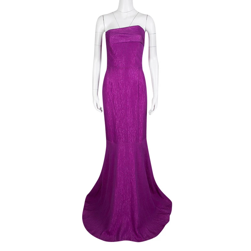 Roland Mouret Bright Violet Puckered Organza Strapless Odell Gown L For Women 4 Roland Mouret Bright Violet Puckered Organza Strapless Odell Gown L For Women - Image 2