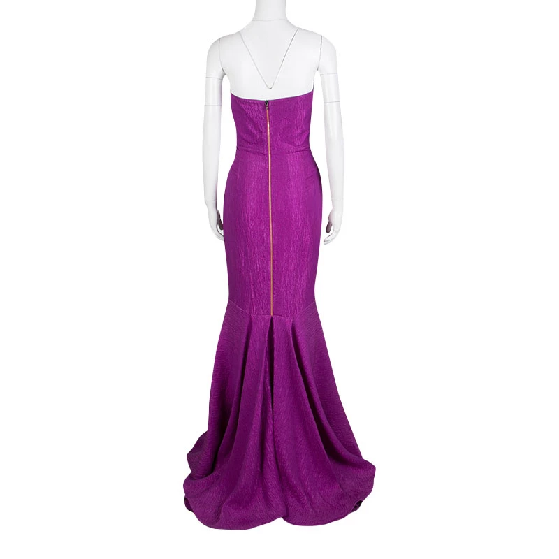 Roland Mouret Bright Violet Puckered Organza Strapless Odell Gown L For Women 5 Roland Mouret Bright Violet Puckered Organza Strapless Odell Gown L For Women - Image 3