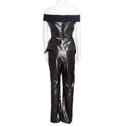 Roland Mouret Metallic Jacquard Off Shoulder Danielson Peplum Jumpsuit L For Women -Roland Mouret Sales Store luxury women roland mouret new clothes p153005 0003