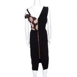 Roland Mouret Black Cotton Daisy Applique Detail Off Shoulder Camley Dress L For Women -Roland Mouret Sales Store luxury women roland mouret new clothes p158762 0003