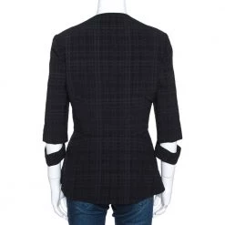 Roland Mouret Black Puckered Check Wool Blend Hanover Jacket L For Women -Roland Mouret Sales Store luxury women roland mouret new clothes p275622 004