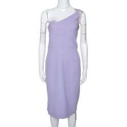 Roland Mouret Lavender Wool Crepe One Shoulder Aglais Dress M For Women