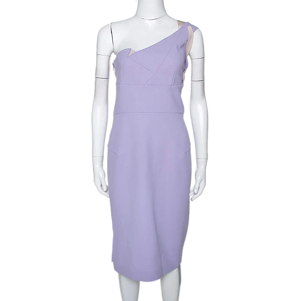 Roland Mouret Lavender Wool Crepe One Shoulder Aglais Dress M For Women 3 Roland Mouret Lavender Wool Crepe One Shoulder Aglais Dress M For Women