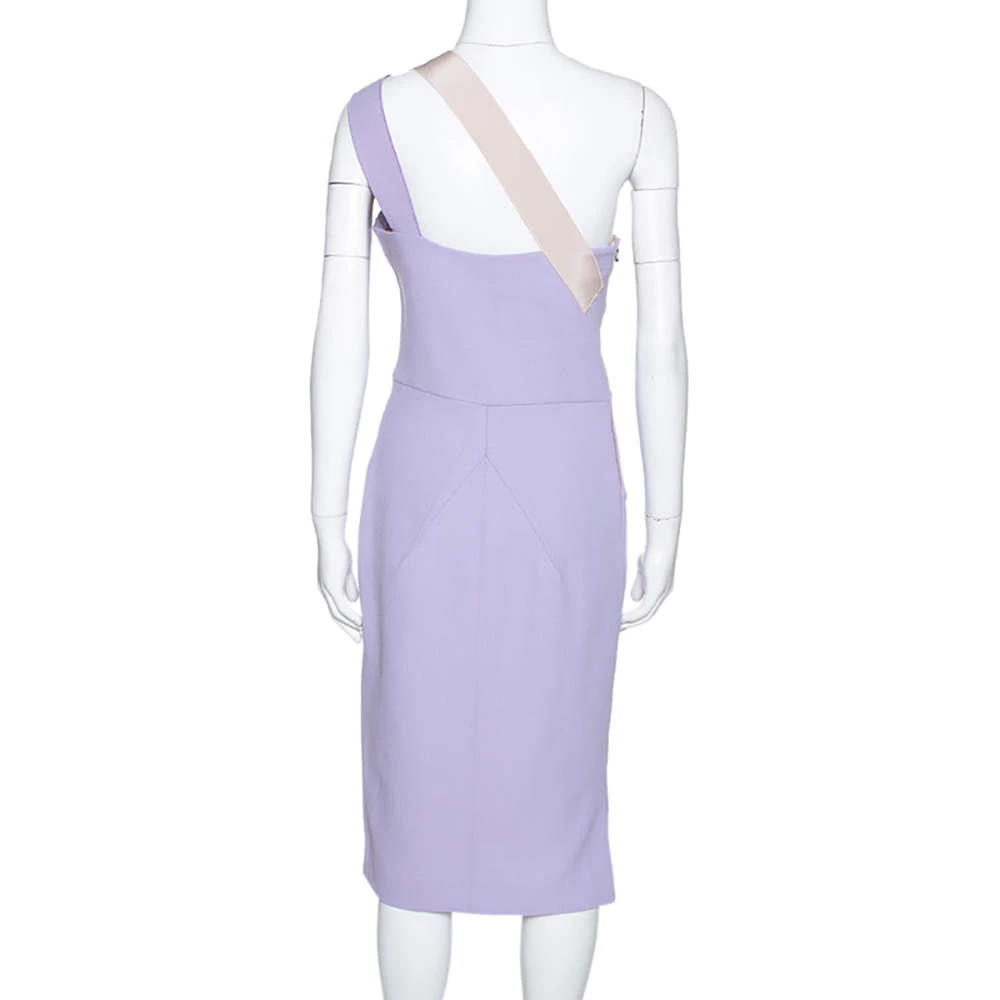 Roland Mouret Lavender Wool Crepe One Shoulder Aglais Dress M For Women 5 Roland Mouret Lavender Wool Crepe One Shoulder Aglais Dress M For Women - Image 3
