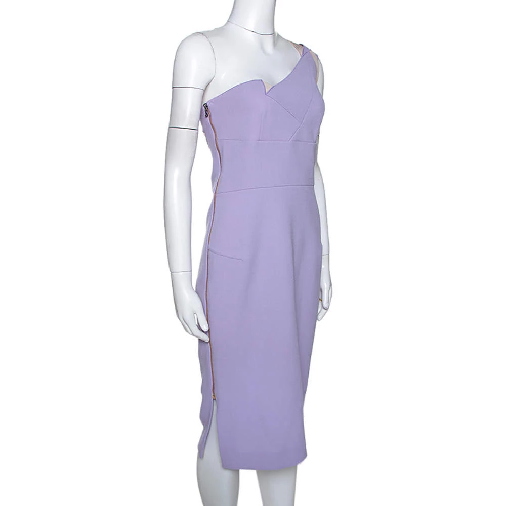 Roland Mouret Lavender Wool Crepe One Shoulder Aglais Dress M For Women 4 Roland Mouret Lavender Wool Crepe One Shoulder Aglais Dress M For Women - Image 2