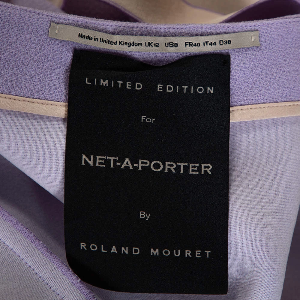Roland Mouret Lavender Wool Crepe One Shoulder Aglais Dress M For Women 8 Roland Mouret Lavender Wool Crepe One Shoulder Aglais Dress M For Women - Image 6