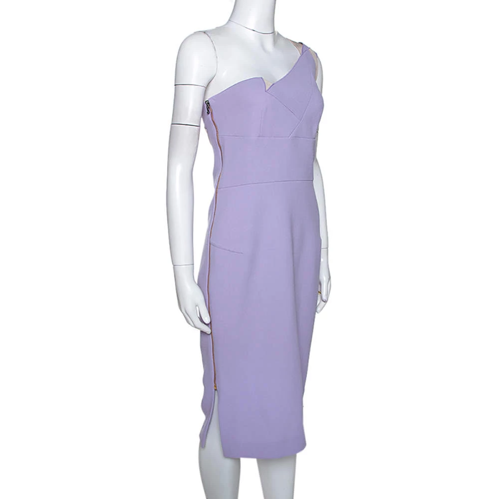 Roland Mouret Lavender Wool Crepe One Shoulder Aglais Dress L For Women 4 Roland Mouret Lavender Wool Crepe One Shoulder Aglais Dress L For Women - Image 2