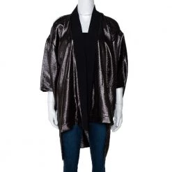 Roland Mouret Metallic Lamé Jacquard Roche Kimono Jacket M For Women