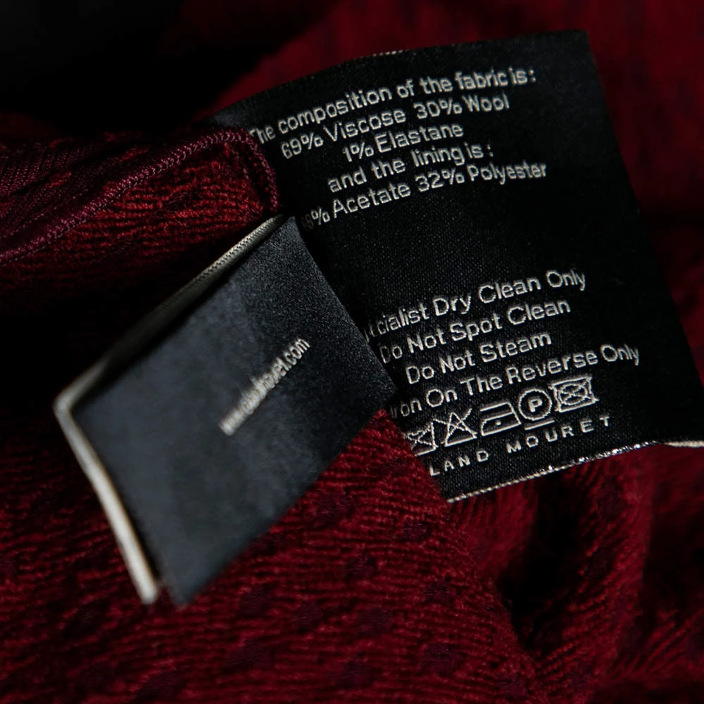 Roland Mouret Burgundy Textured Wool & Crepe Axele Dress XL For Women 8 Roland Mouret Burgundy Textured Wool & Crepe Axele Dress XL For Women - Image 6