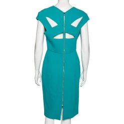 Roland Mouret Sea Green Wool Crepe Cutout Back Detail Egerton Dress L For Women -Roland Mouret Sales Store luxury women roland mouret new clothes p602996 007