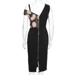 Roland Mouret Black Cotton Daisy Appliqué Detail Off Shoulder Camley Dress M For Women -Roland Mouret Sales Store luxury women roland mouret new clothes p607218 002