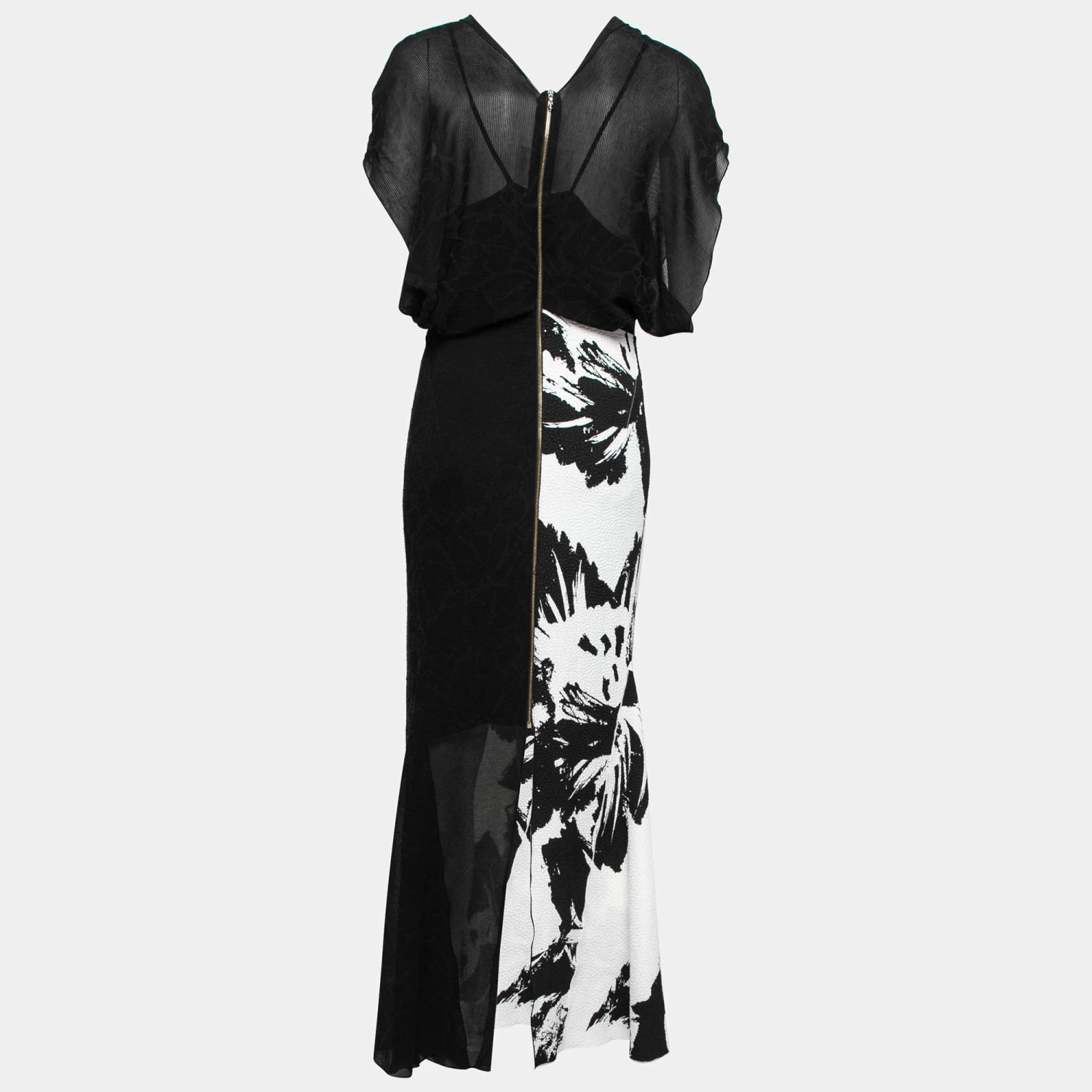 Roland Mouret Monochrome Floral Jacquard Crepe Draped Dress M For Women 3 Roland Mouret Monochrome Floral Jacquard Crepe Draped Dress M For Women - Image 2