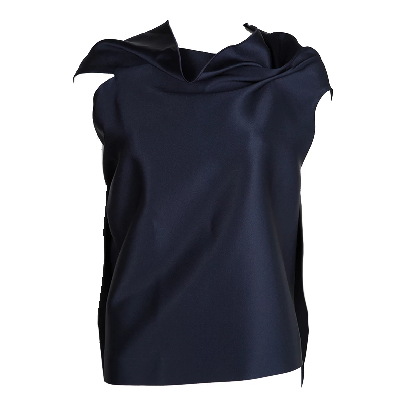 Roland Mouret Navy Blue Double-Faced Satin Eugene Top M For Women 3 Roland Mouret Navy Blue Double-Faced Satin Eugene Top M For Women