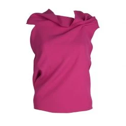 Roland Mouret Pink Wool Asymmetric Draped Eugene Top S For Women