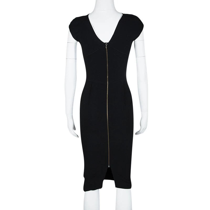 Roland Mouret Black Asymmetric Neck Detail Cap Sleeve Dress S For Women 5 Roland Mouret Black Asymmetric Neck Detail Cap Sleeve Dress S For Women - Image 3