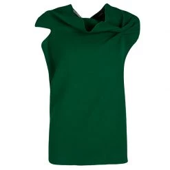 Roland Mouret Green Wool Asymmetric Draped Eugene Top M For Women