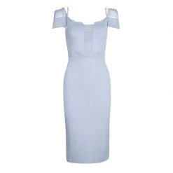 Roland Mouret Pastel Blue Knit Cold Shoulder Cutout Detail Bodycon Dress S For Women