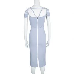 Roland Mouret Pastel Blue Knit Cold Shoulder Cutout Detail Bodycon Dress S For Women -Roland Mouret Sales Store luxury women roland mouret used clothes p116905 003