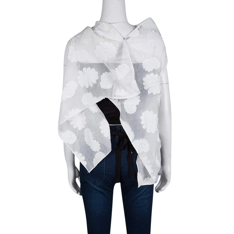 Roland Mouret Off White Cotton Daisy Fil Coupe Draped Eugene Top S For Women 5 Roland Mouret Off White Cotton Daisy Fil Coupe Draped Eugene Top S For Women - Image 3