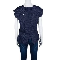 Roland Mouret Navy Blue Textured Penfold Cutout Detail Jacket L For Women -Roland Mouret Sales Store luxury women roland mouret used clothes p131935 003