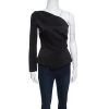 Roland Mouret Black Double Faced Stretch Satin Dryden One Shoulder Top M For Women