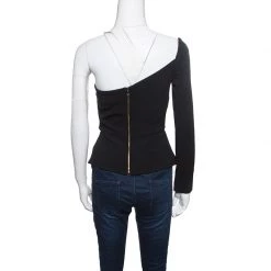 Roland Mouret Black Double Faced Stretch Satin Dryden One Shoulder Top M For Women -Roland Mouret Sales Store luxury women roland mouret used clothes p146125 003