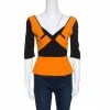 Roland Mouret Orange And Black Paneled Ajanta Peplum Top S For Women -Roland Mouret Sales Store luxury women roland mouret used clothes p154118 0001