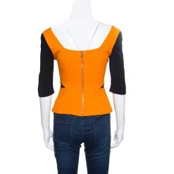 Roland Mouret Orange And Black Paneled Ajanta Peplum Top S For Women -Roland Mouret Sales Store luxury women roland mouret used clothes p154118 0003