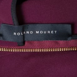 Roland Mouret Burgundy Contrast Trim Long Sleeve Asymmetric Top L For Women -Roland Mouret Sales Store luxury women roland mouret used clothes p162741 002