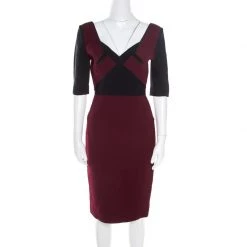 Roland Mouret Bordeaux Ostrich Wool Axele Sheath Dress M For Women