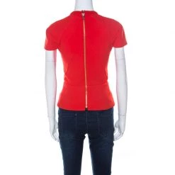 Roland Mouret Red Moss Crepe Stretch Peplum Top S For Women -Roland Mouret Sales Store luxury women roland mouret used clothes p223706 007
