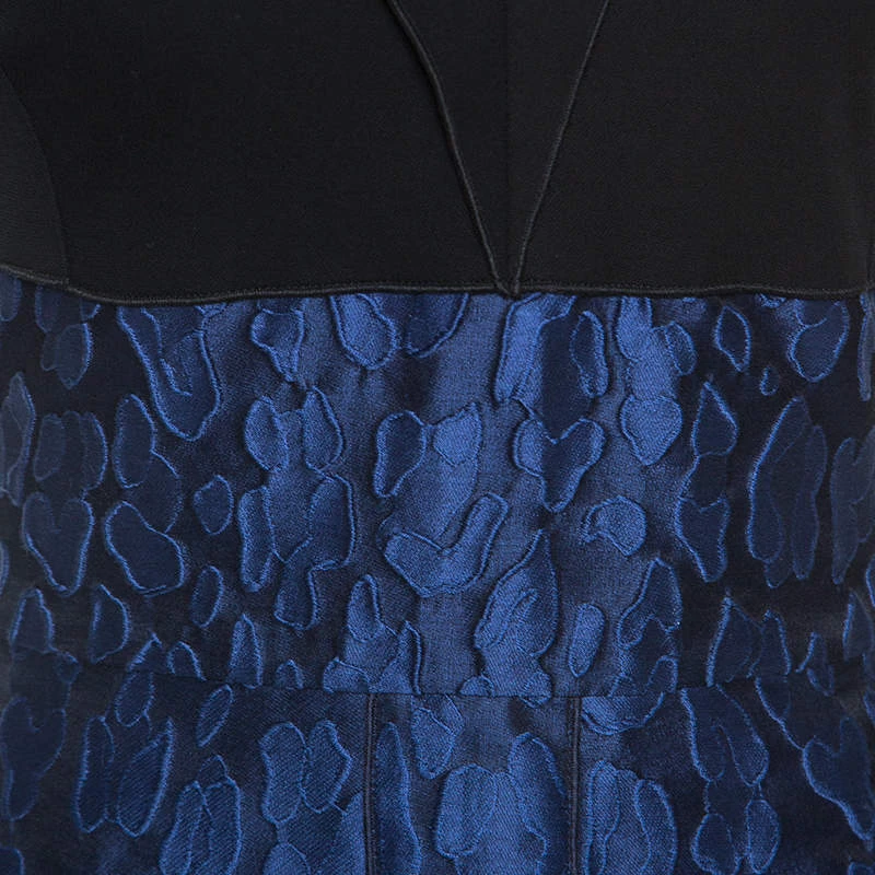 Roland Mouret Navy Blue Mirah Jacquard Cotton Silk Midi Dress S For Women 6 Roland Mouret Navy Blue Mirah Jacquard Cotton Silk Midi Dress S For Women - Image 4