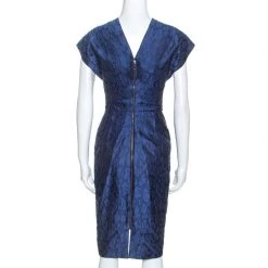 Roland Mouret Navy Blue Mirah Jacquard Cotton Silk Midi Dress S For Women 10 Roland Mouret Navy Blue Mirah Jacquard Cotton Silk Midi Dress S For Women -Roland Mouret Sales Store luxury women roland mouret used clothes p253420 004