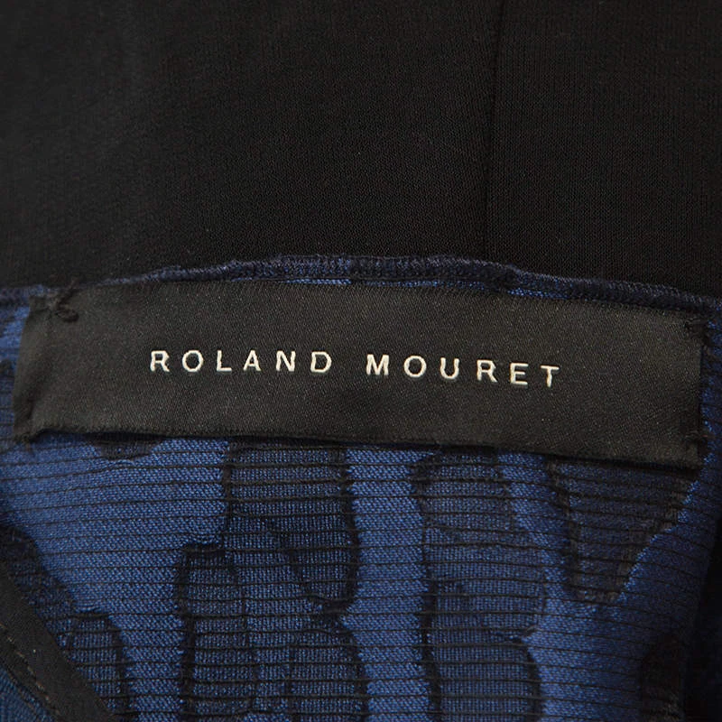 Roland Mouret Navy Blue Mirah Jacquard Cotton Silk Midi Dress S For Women 7 Roland Mouret Navy Blue Mirah Jacquard Cotton Silk Midi Dress S For Women - Image 5