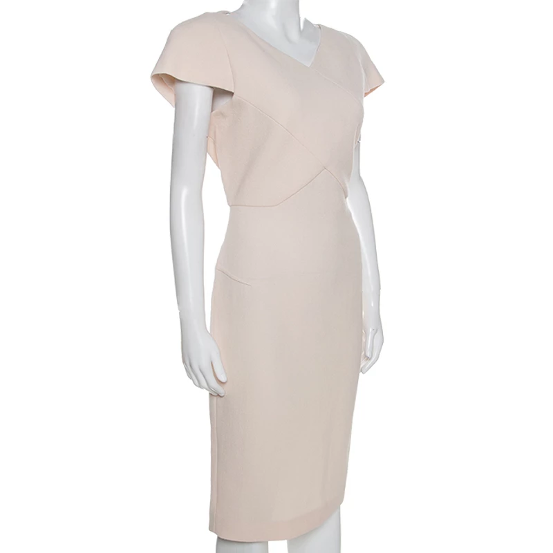 Roland Mouret Cream Wool Crepe Short Sleeve Tourney Dress L For Women 4 Roland Mouret Cream Wool Crepe Short Sleeve Tourney Dress L For Women - Image 2