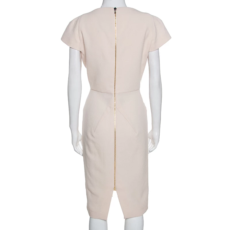 Roland Mouret Cream Wool Crepe Short Sleeve Tourney Dress L For Women 5 Roland Mouret Cream Wool Crepe Short Sleeve Tourney Dress L For Women - Image 3