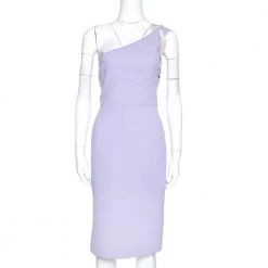 Roland Mouret Lavender Wool Crepe One Shoulder Dress L For Women