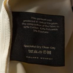 Roland Mouret Cream Piora Printed Stretch Cotton Blend Dress M For Women -Roland Mouret Sales Store luxury women roland mouret used clothes p285695 005