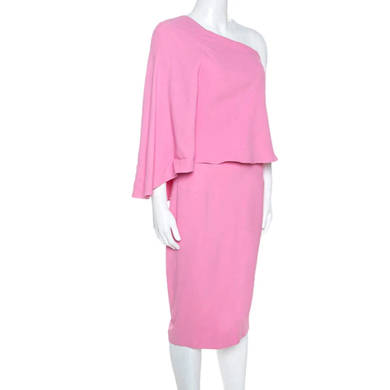 Roland Mouret Pink Crepe One Shoulder Amaral Dress S For Women 4 Roland Mouret Pink Crepe One Shoulder Amaral Dress S For Women - Image 2
