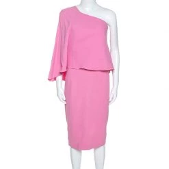 Roland Mouret Pink Crepe One Shoulder Amaral Dress S For Women