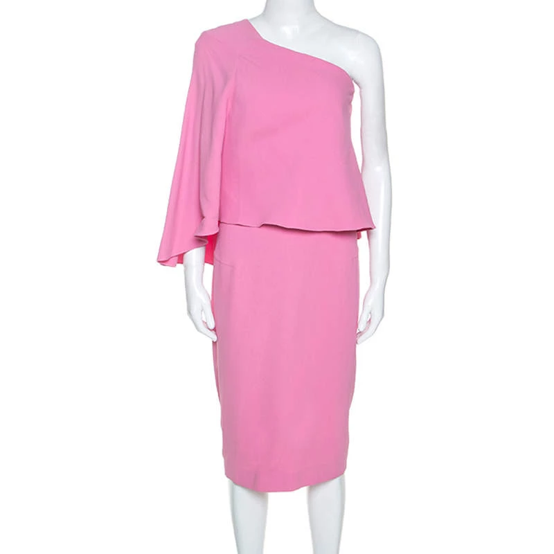 Roland Mouret Pink Crepe One Shoulder Amaral Dress S For Women 3 Roland Mouret Pink Crepe One Shoulder Amaral Dress S For Women