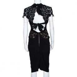 Roland Mouret Black Crepe & Lace Draped Harmon Dress M For Women -Roland Mouret Sales Store luxury women roland mouret used clothes p299221 002