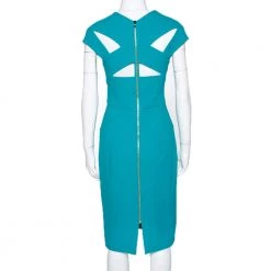 Roland Mouret Turquoise Blue Wool Crepe Sheath Dress L For Women -Roland Mouret Sales Store luxury women roland mouret used clothes p299635 003