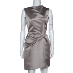 Roland Mouret Limited Edition Taupe Satin Zonda Mini Dress L For Women
