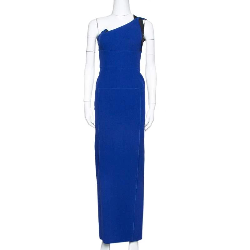 Roland Mouret Blue Wool One Shoulder Gown S For Women 3 Roland Mouret Blue Wool One Shoulder Gown S For Women