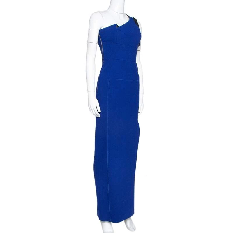 Roland Mouret Blue Wool One Shoulder Gown S For Women 4 Roland Mouret Blue Wool One Shoulder Gown S For Women - Image 2
