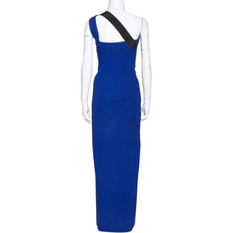 Roland Mouret Blue Wool One Shoulder Gown S For Women 5 Roland Mouret Blue Wool One Shoulder Gown S For Women - Image 3